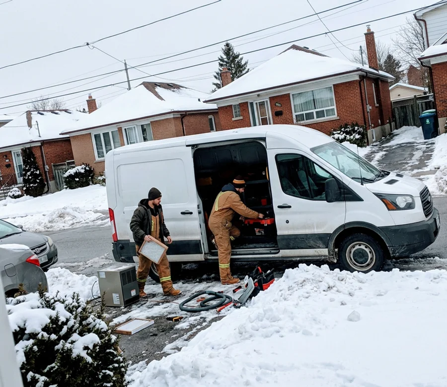 Best Furnace Repair Toronto service van on a snowy residential street in the GTA