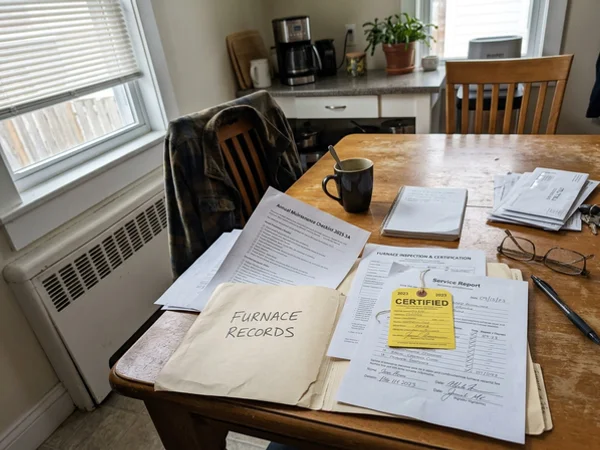 Folder of maintenance records prepared for a landlord inspection