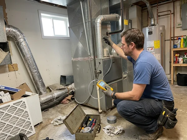 Static duct pressure being measured after a blower replacement