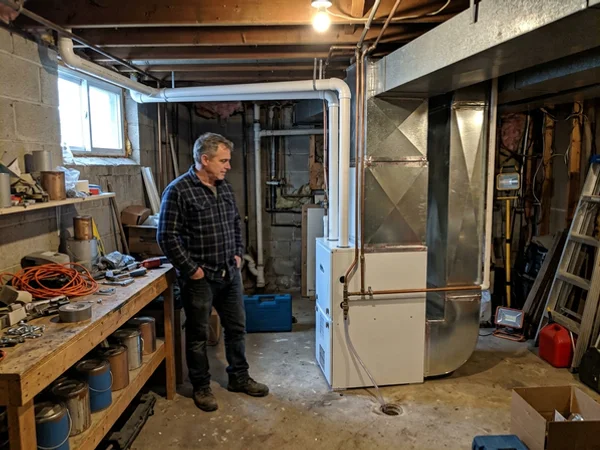 New 95% AFUE condensing furnace with PVC venting installed
