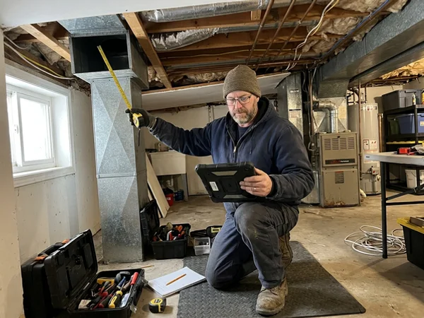 Heat-loss calculation and duct measurement before installation